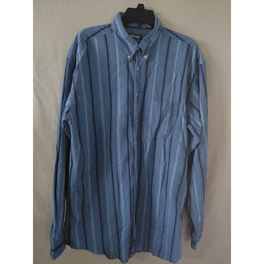D Avila Mens Shirt Blue Striped Long Sleeve Button Down Large Casual Classic